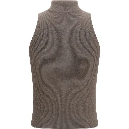 Brown Cashmere Sleeveles Sweater