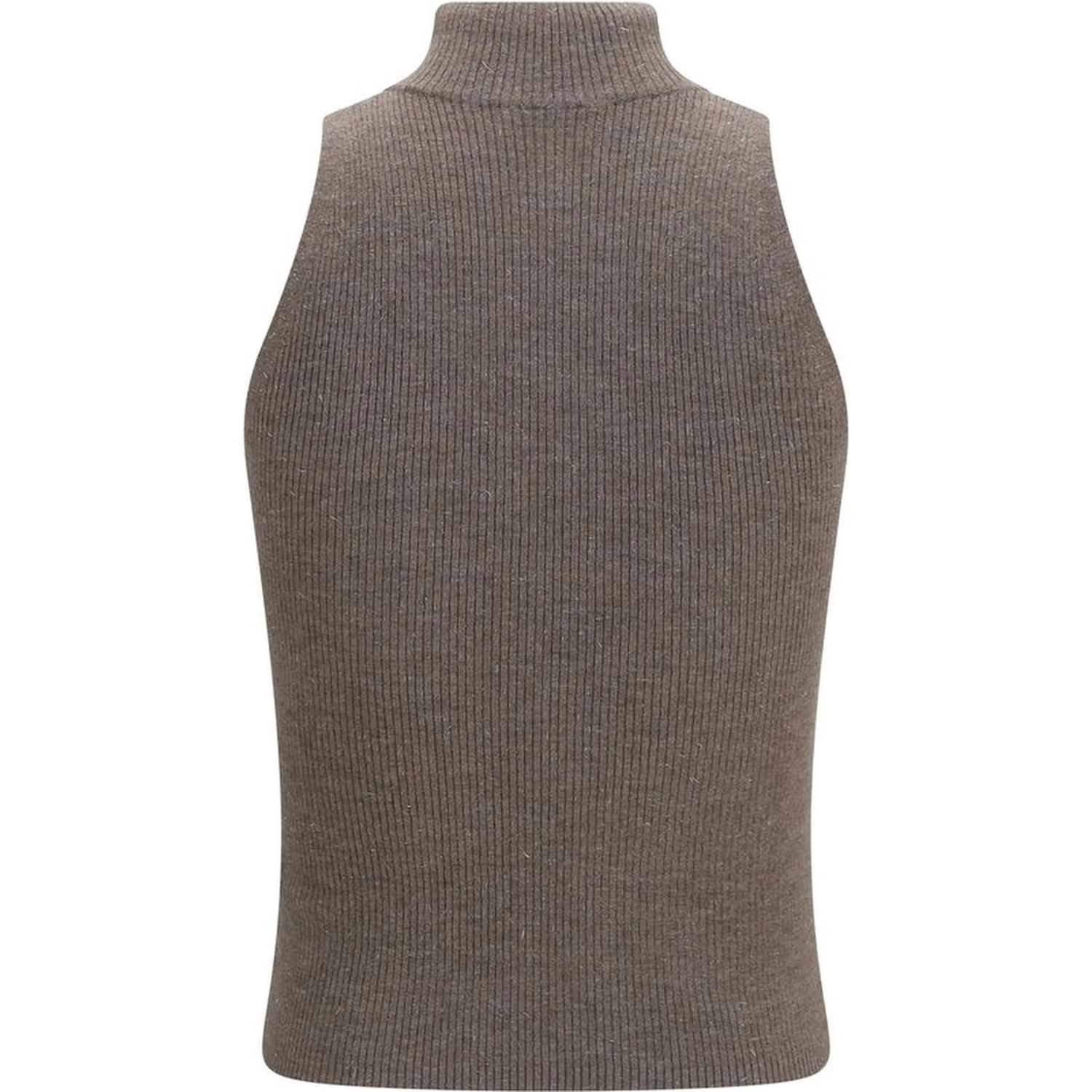 Brown Cashmere Sleeveles Sweater