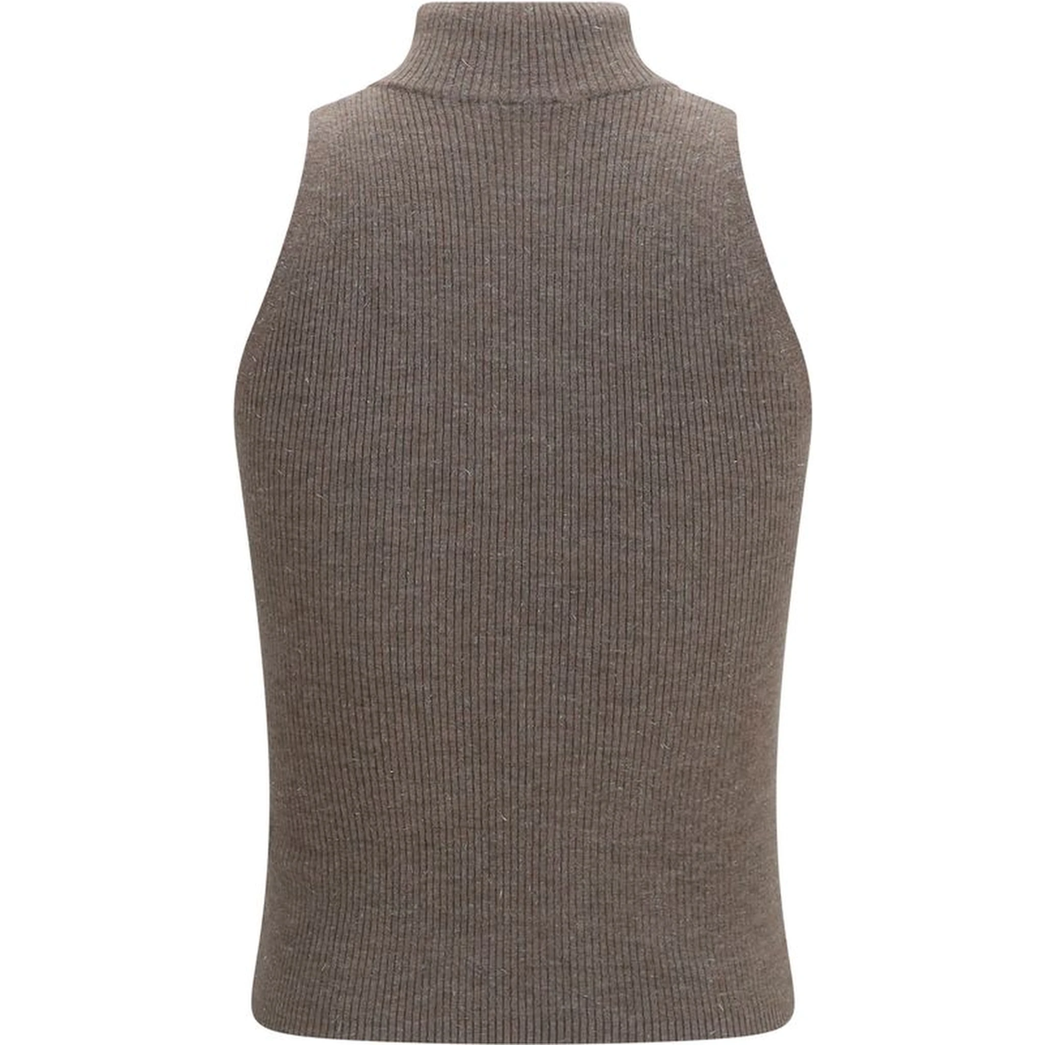 Brown Cashmere Sleeveles Sweater