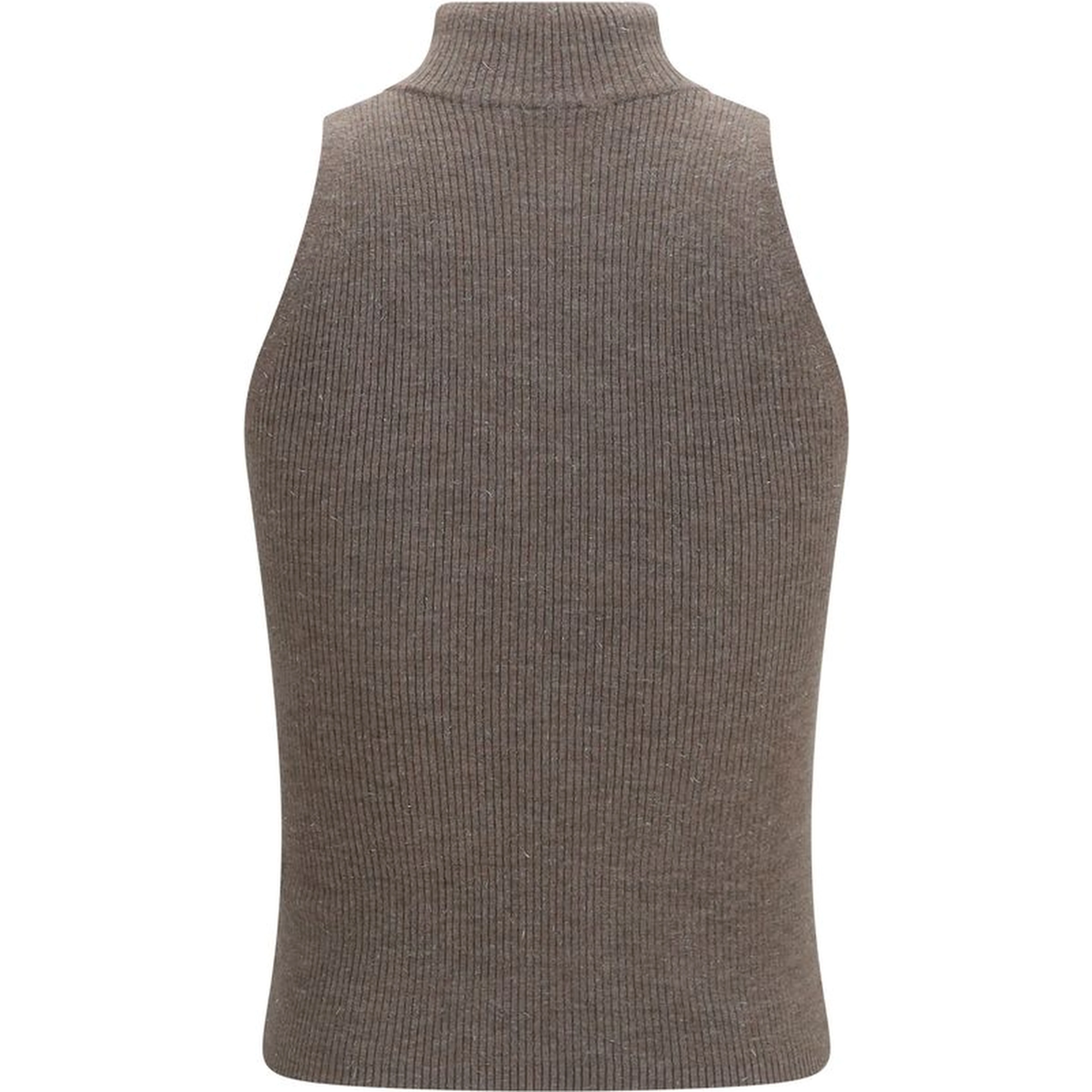 Brown Cashmere Sleeveles Sweater