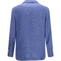 Blue Linen Full-Length Jacket