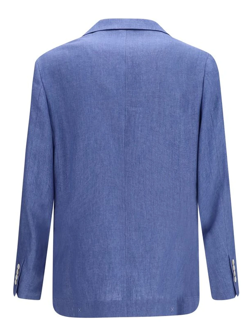 Blue Linen Full-Length Jacket