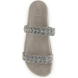 Gray Calf Leather Bos Taurus Flat Sandals