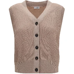 Beige Cashmere Sleeveles Sweater