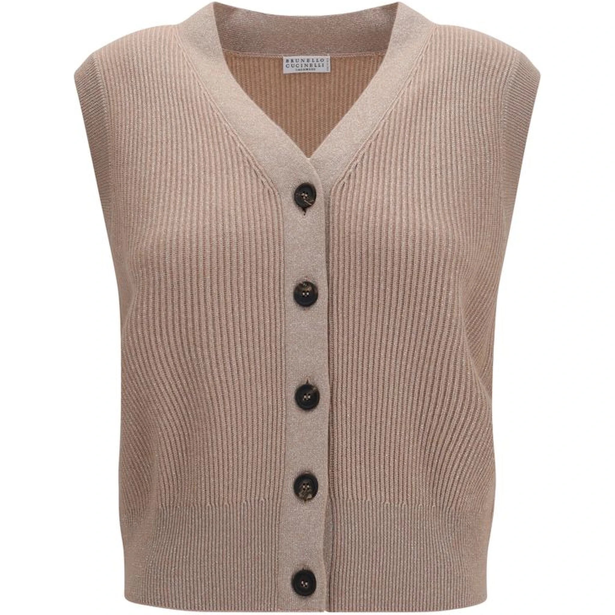 Beige Cashmere Sleeveles Sweater