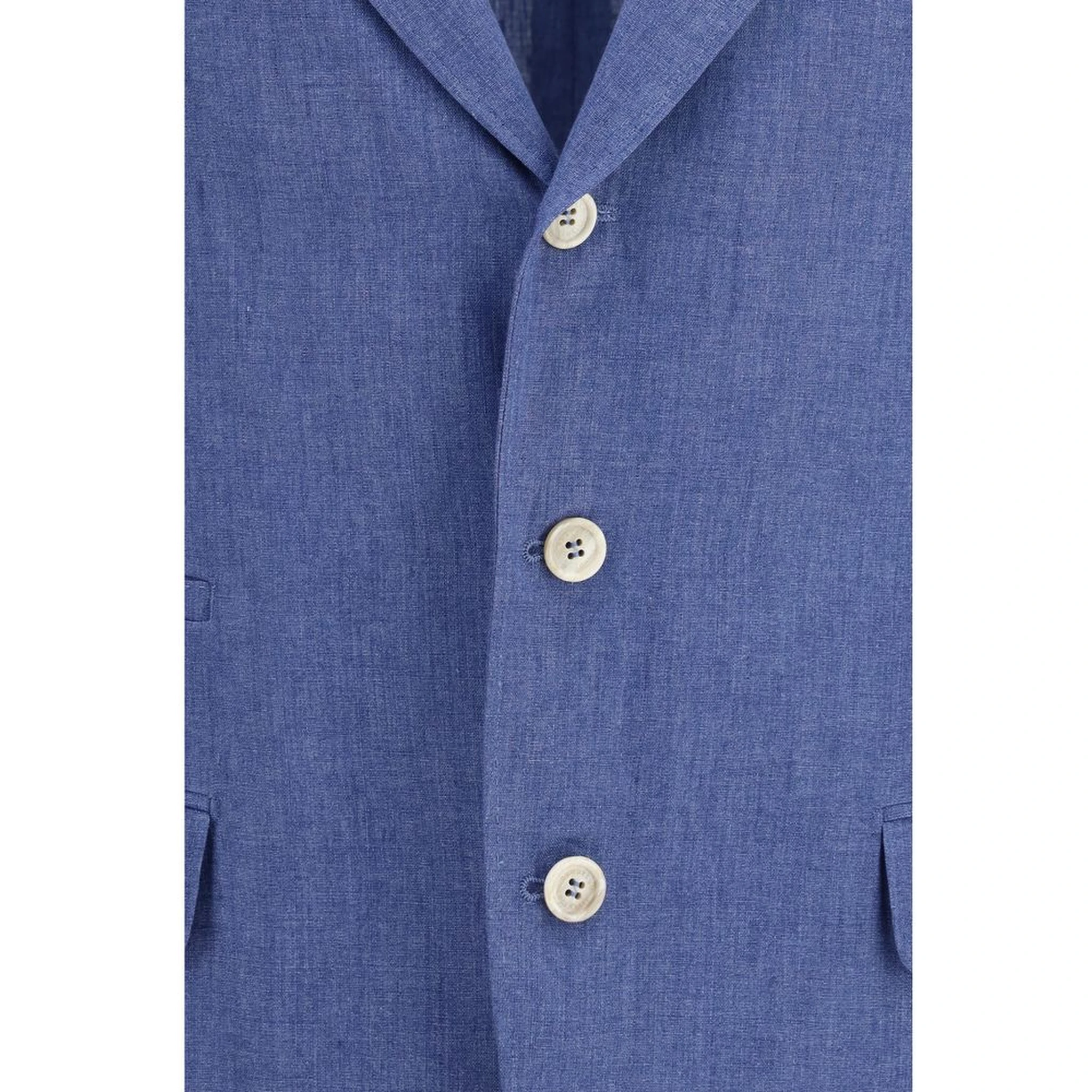 Blue Linen Full-Length Jacket