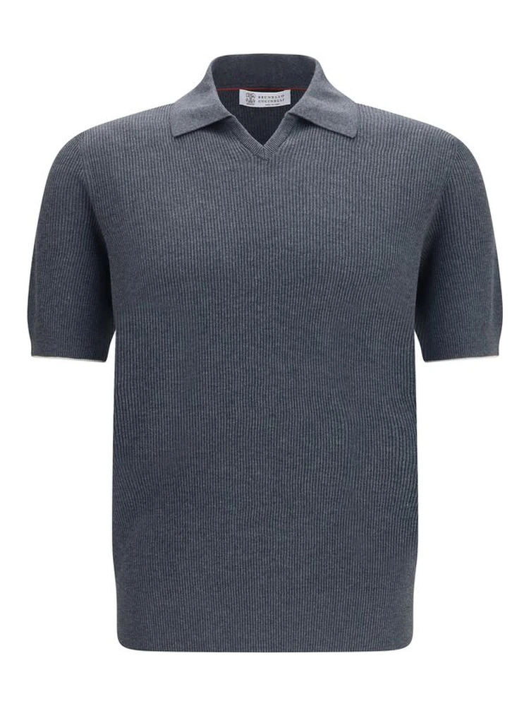 Gray Cotton Polo Shirt