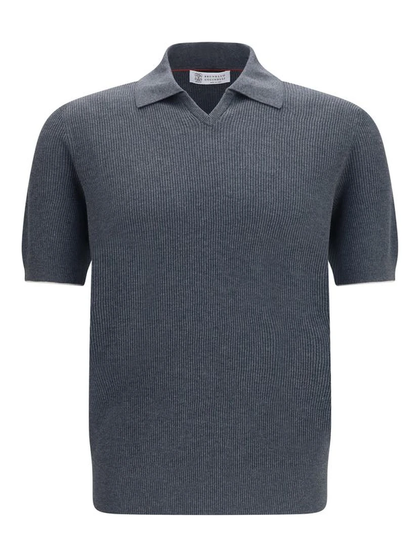 Gray Cotton Polo Shirt