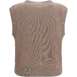 Beige Cashmere Sleeveles Sweater