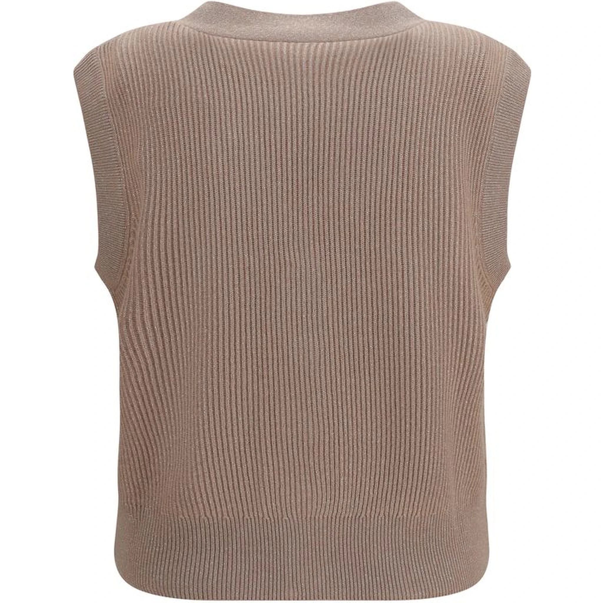 Beige Cashmere Sleeveles Sweater