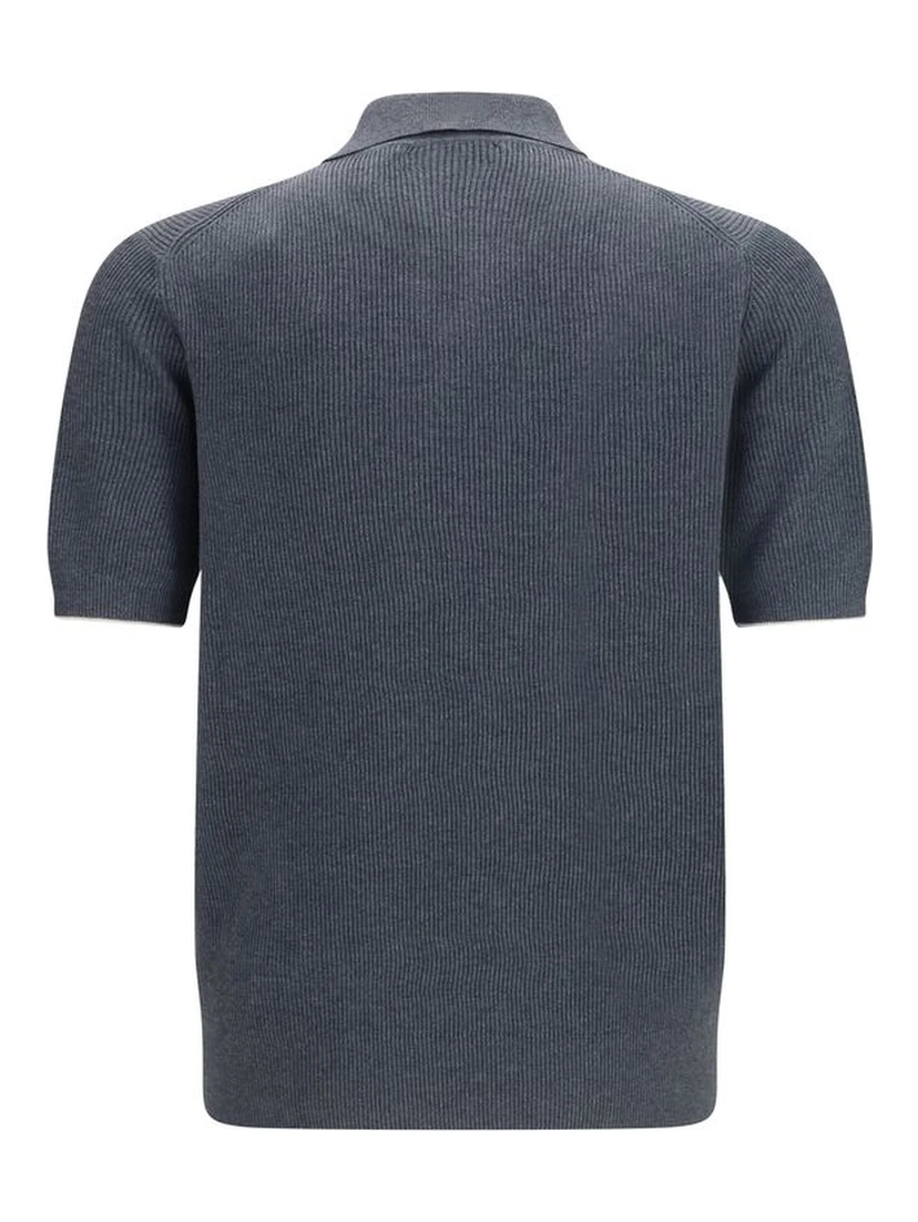 Gray Cotton Polo Shirt