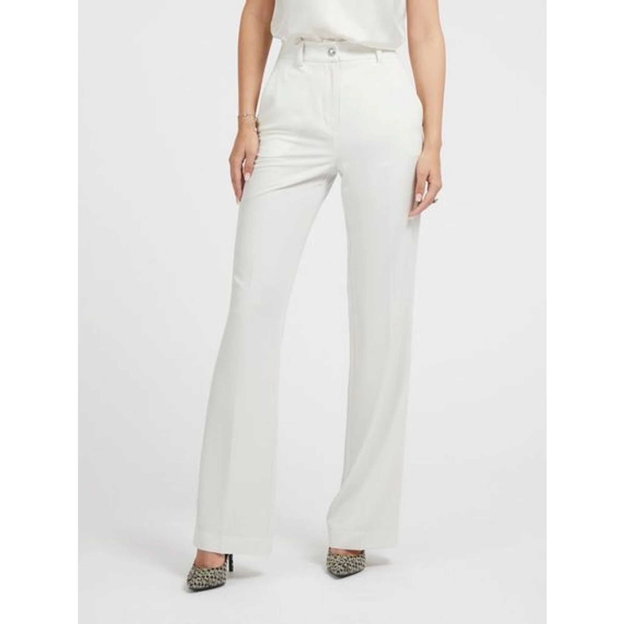 Beige Polyester Dress Pants