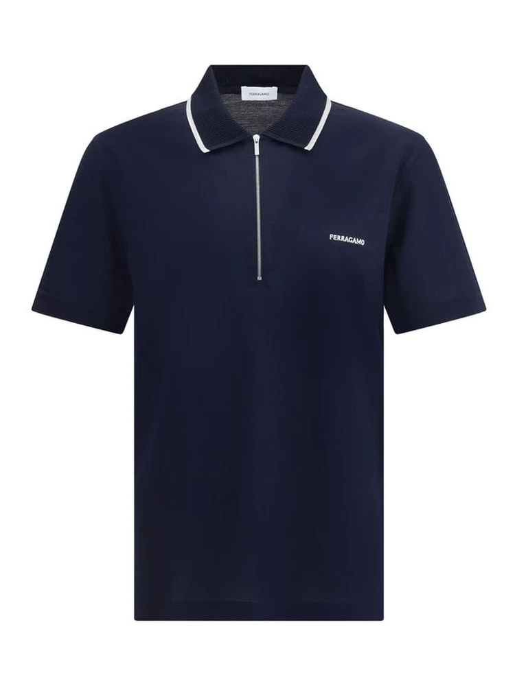 Blue Cotton Polo Shirt
