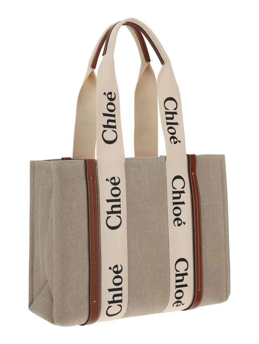 Beige Linen Handbag