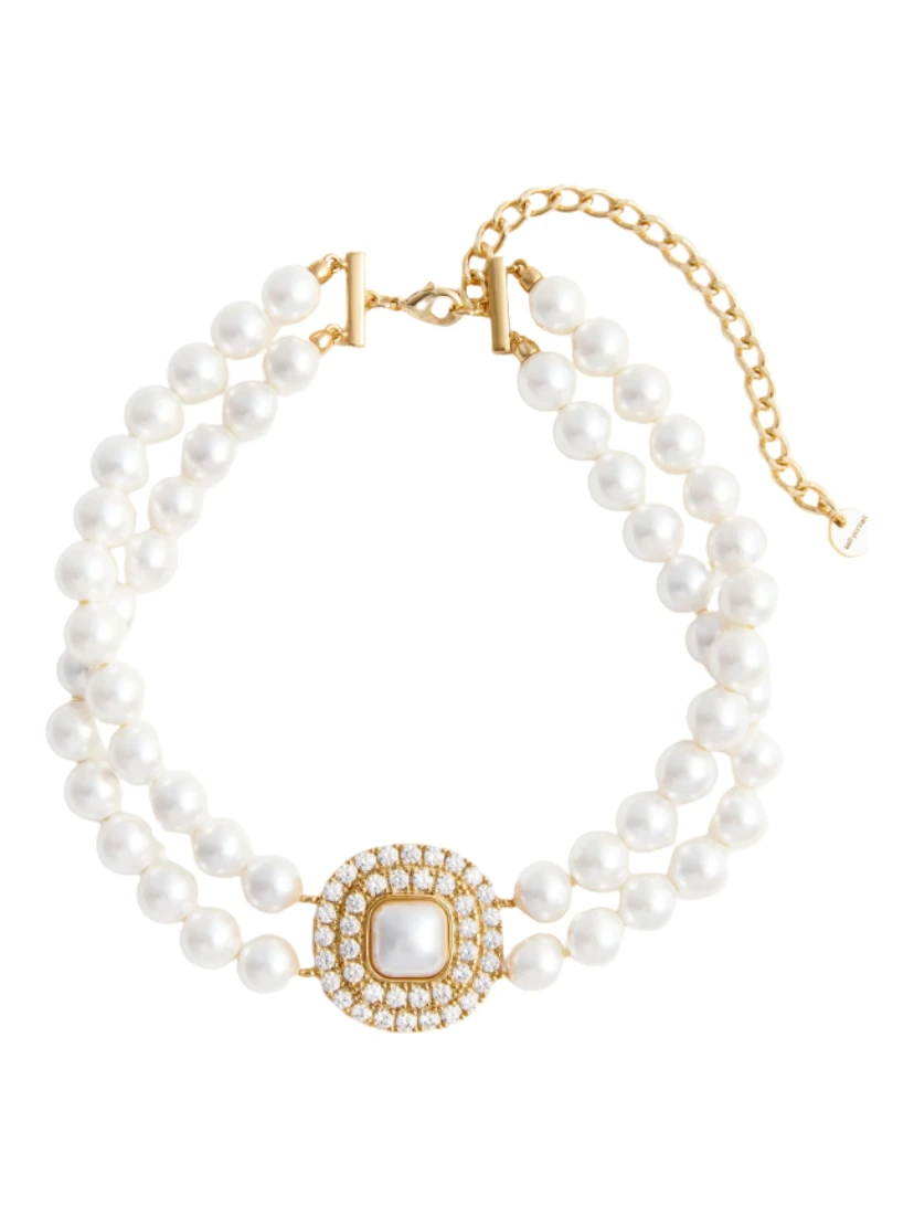 GOLD CRYSTAL PEARL CHOKER