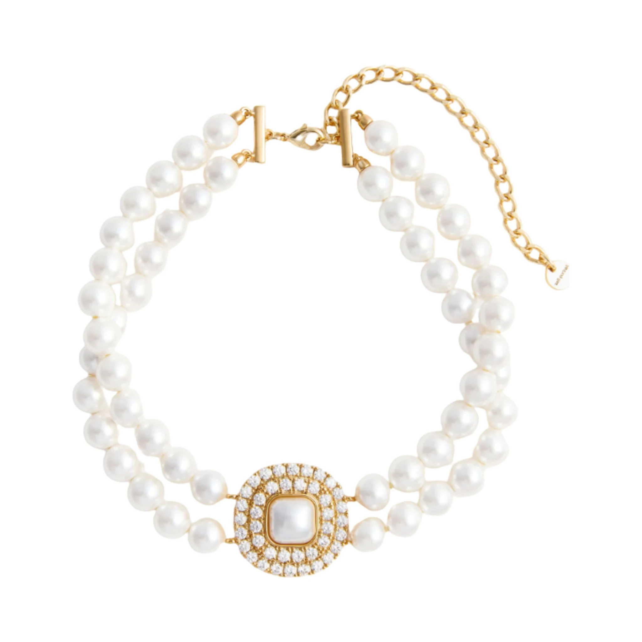 GOLD CRYSTAL PEARL CHOKER