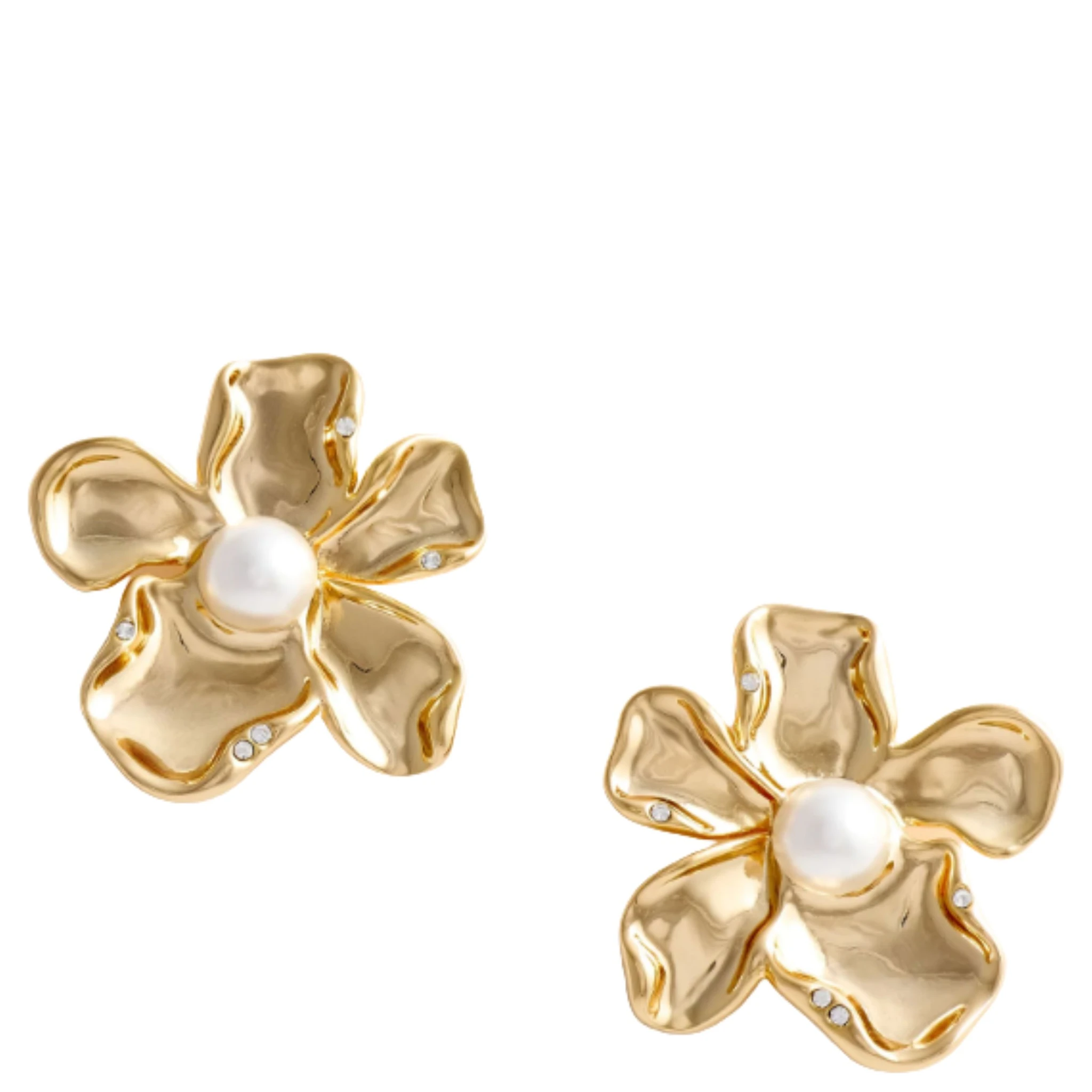 GOLD PEARL FLOWER EARRINGS