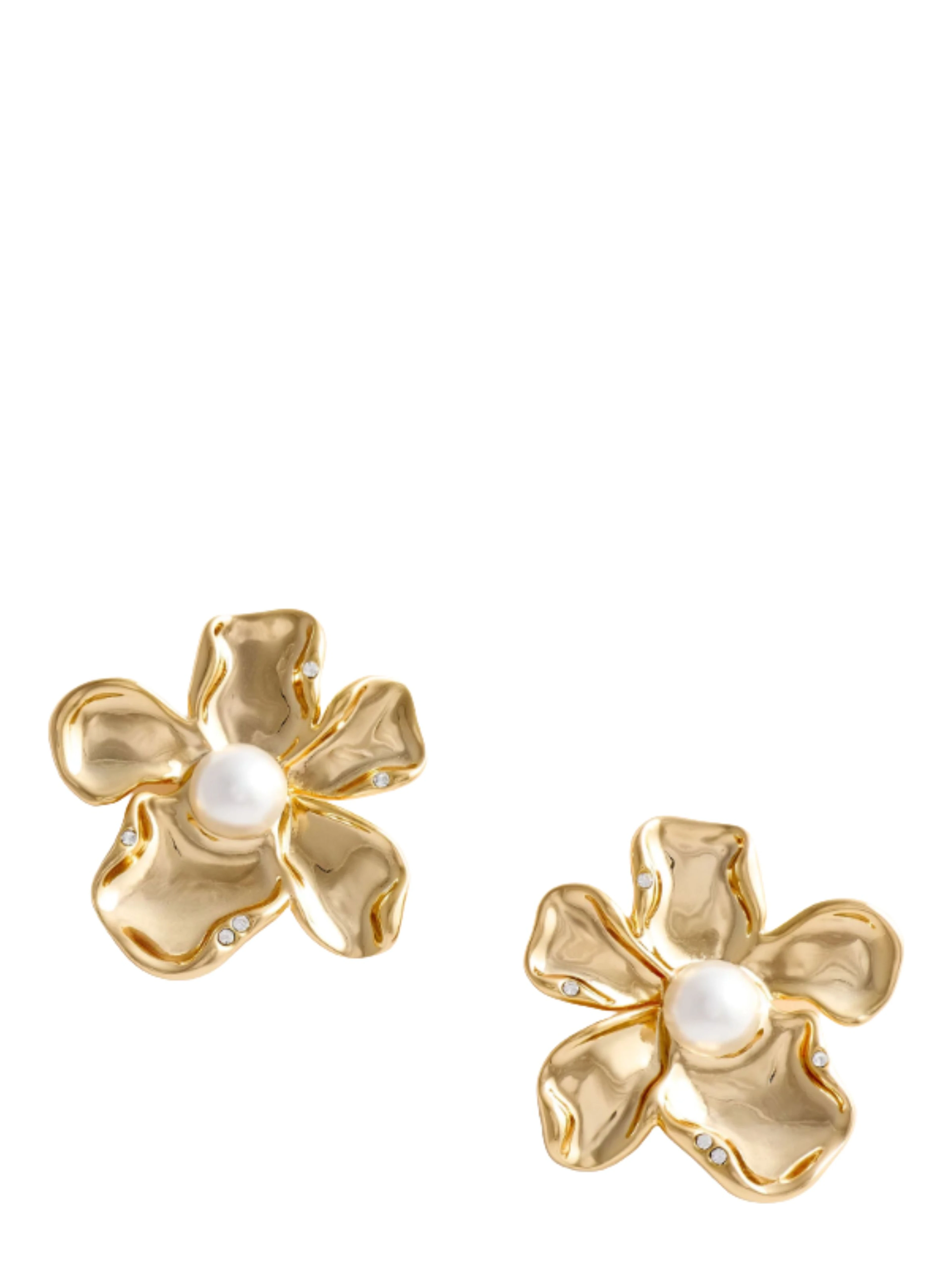 GOLD PEARL FLOWER EARRINGS