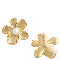 GOLD PEARL FLOWER EARRINGS