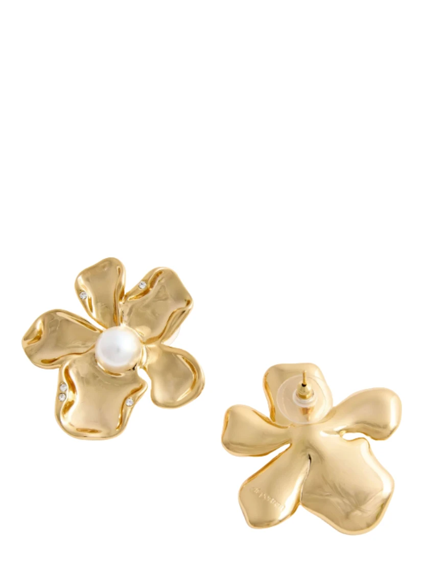 GOLD PEARL FLOWER EARRINGS