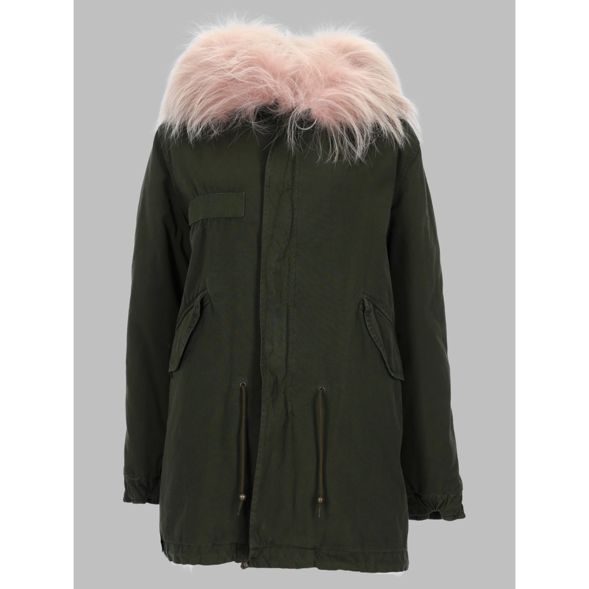 pink fur parka
