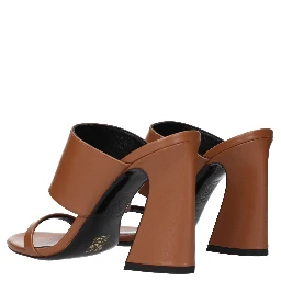 Brown Leather Stiletto Heel Sandals