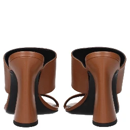 Brown Leather Stiletto Heel Sandals