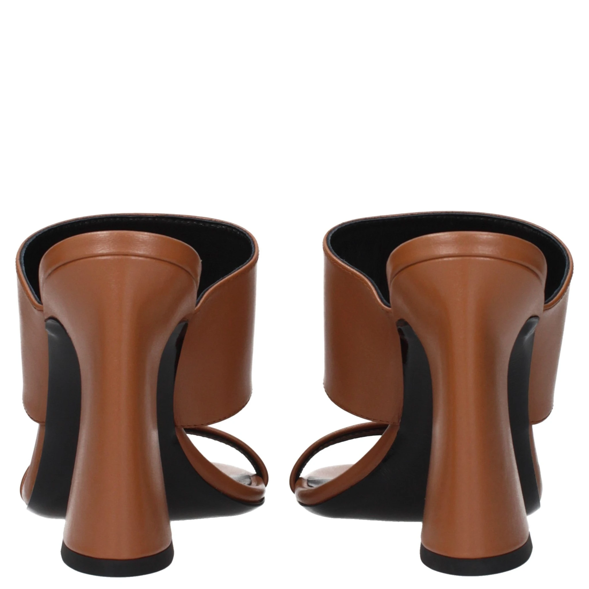 Brown Leather Stiletto Heel Sandals