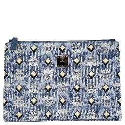 MCM Aren Flat Pouch Denim Crossbody Bag