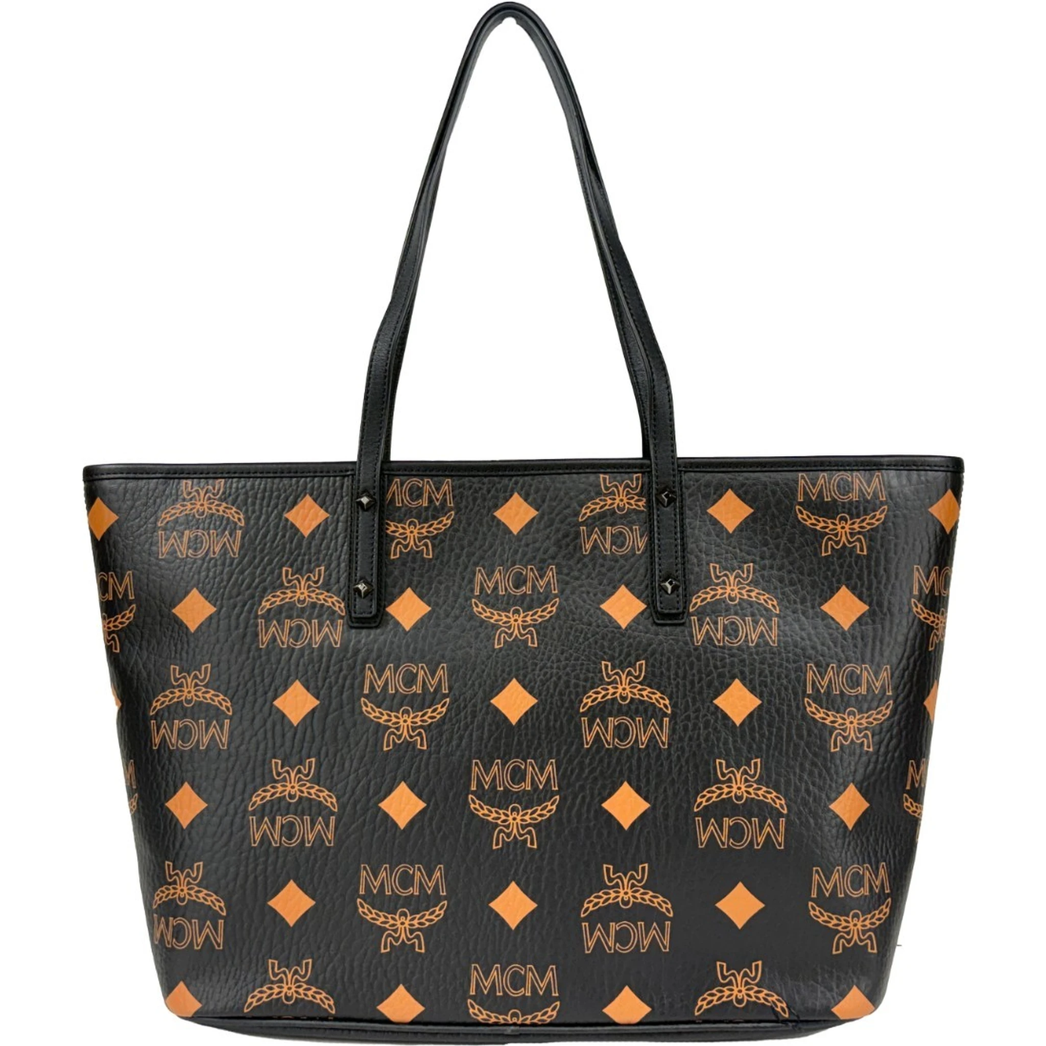 MCM Aren Black Leather Shoulder Tote Bag