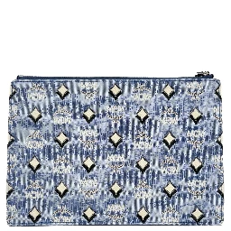 MCM Aren Flat Pouch Denim Crossbody Bag