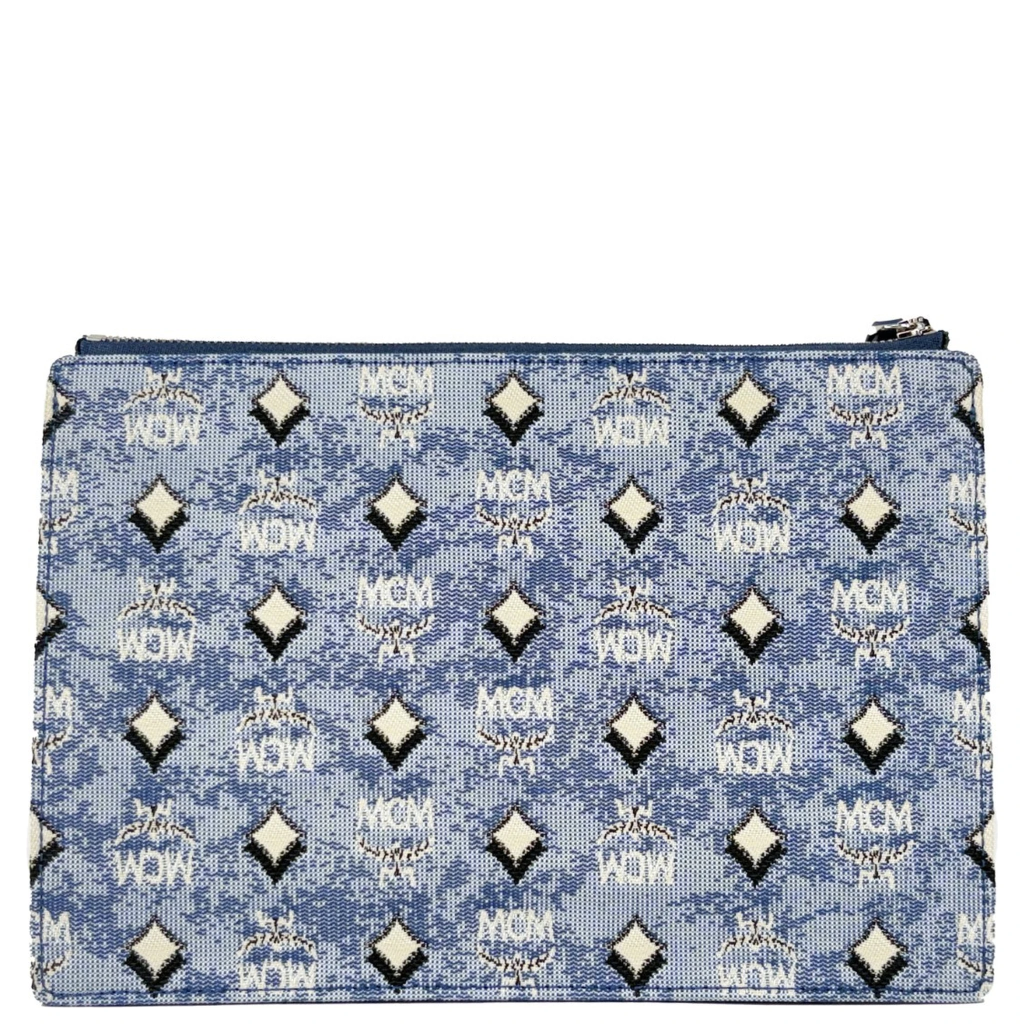 MCM Aren Flat Pouch Denim Crossbody Bag