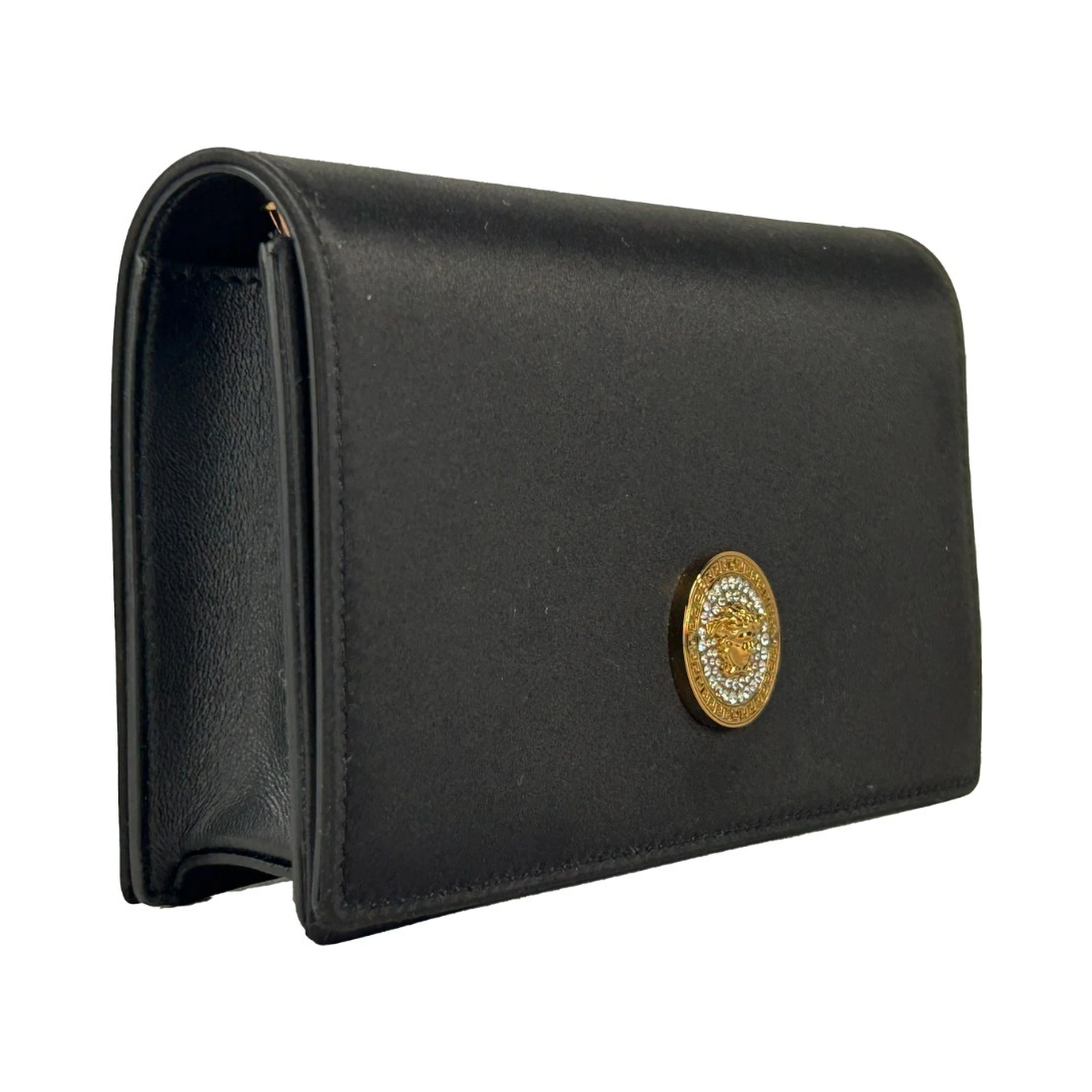 Versace Mini Chain Black Crossbody Wallet Bag