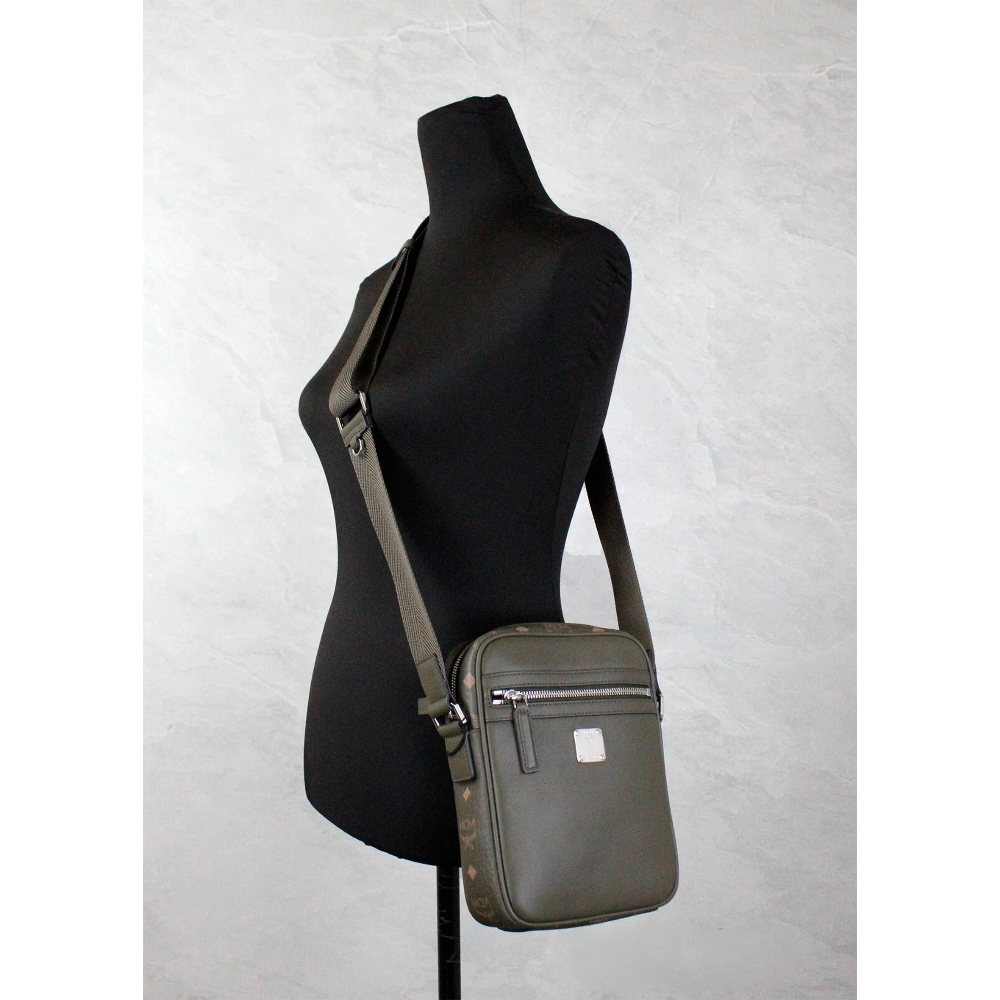 MCM Visetos Leather Camera Crossbody Bag