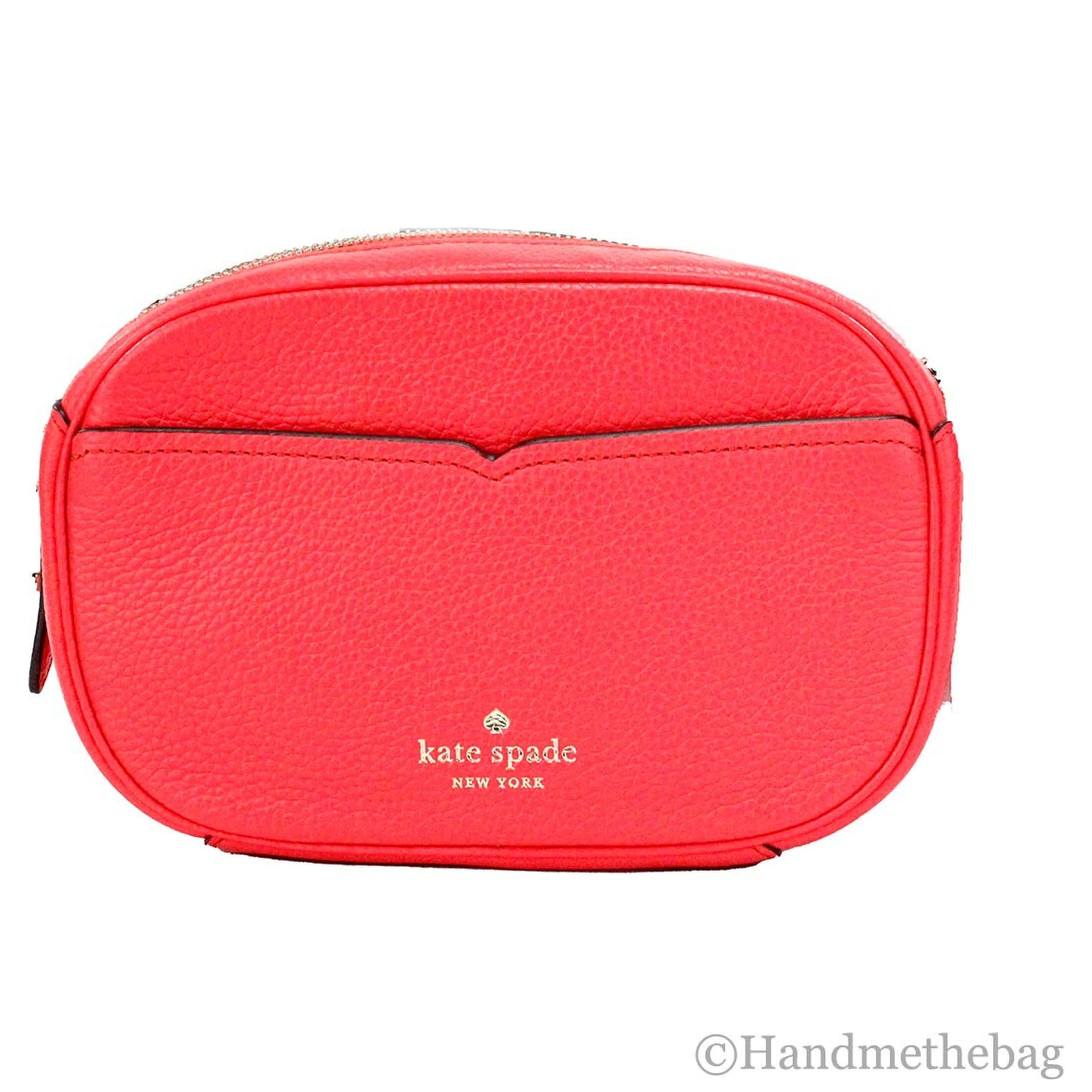 Kate Spade New York Women'S Kourtney Pebbled Leather Zip Around Camera Crossbody Bag (Stoplight)