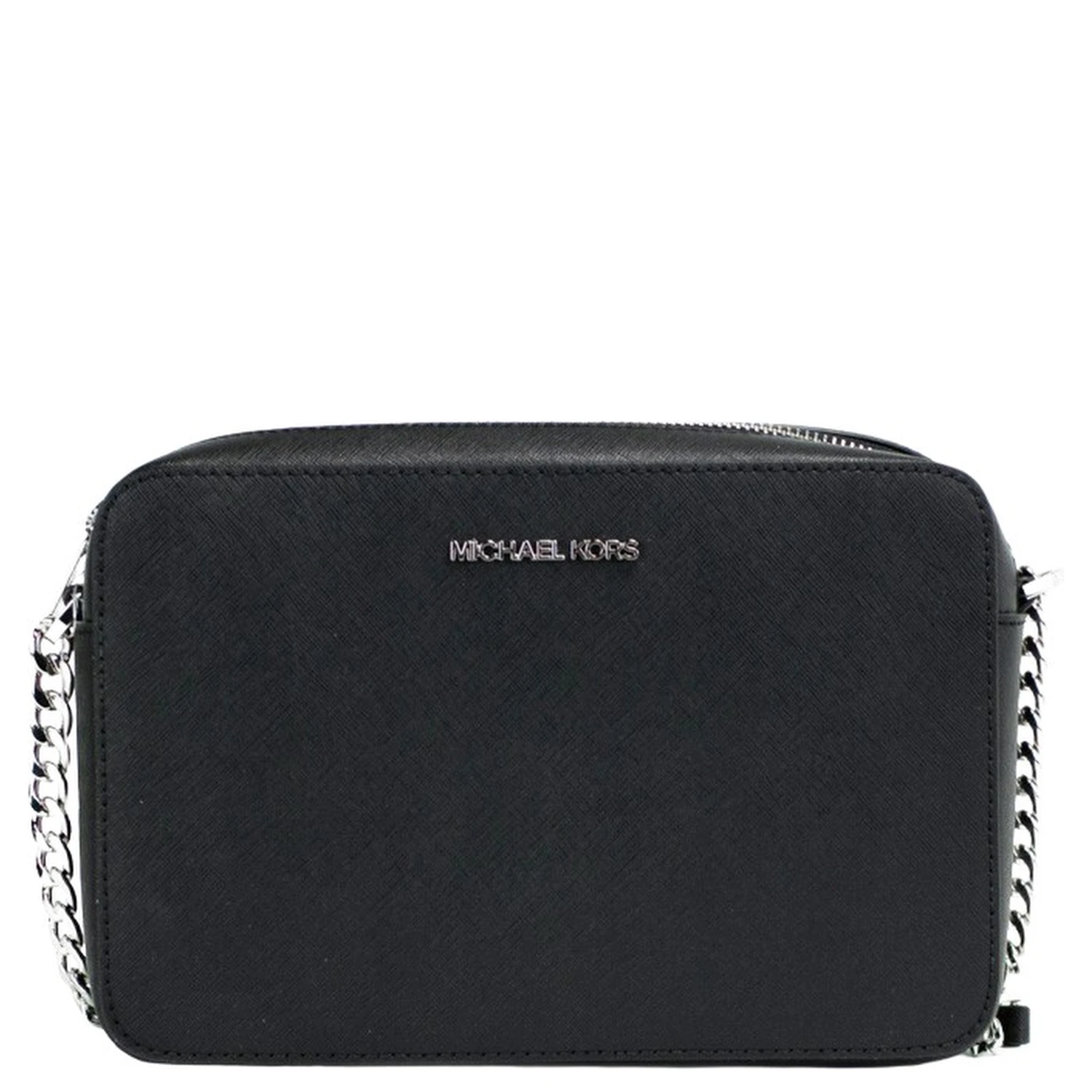 Michael Kors Jet Set Large East West Black Saffiano Leather Crossbody Handbag