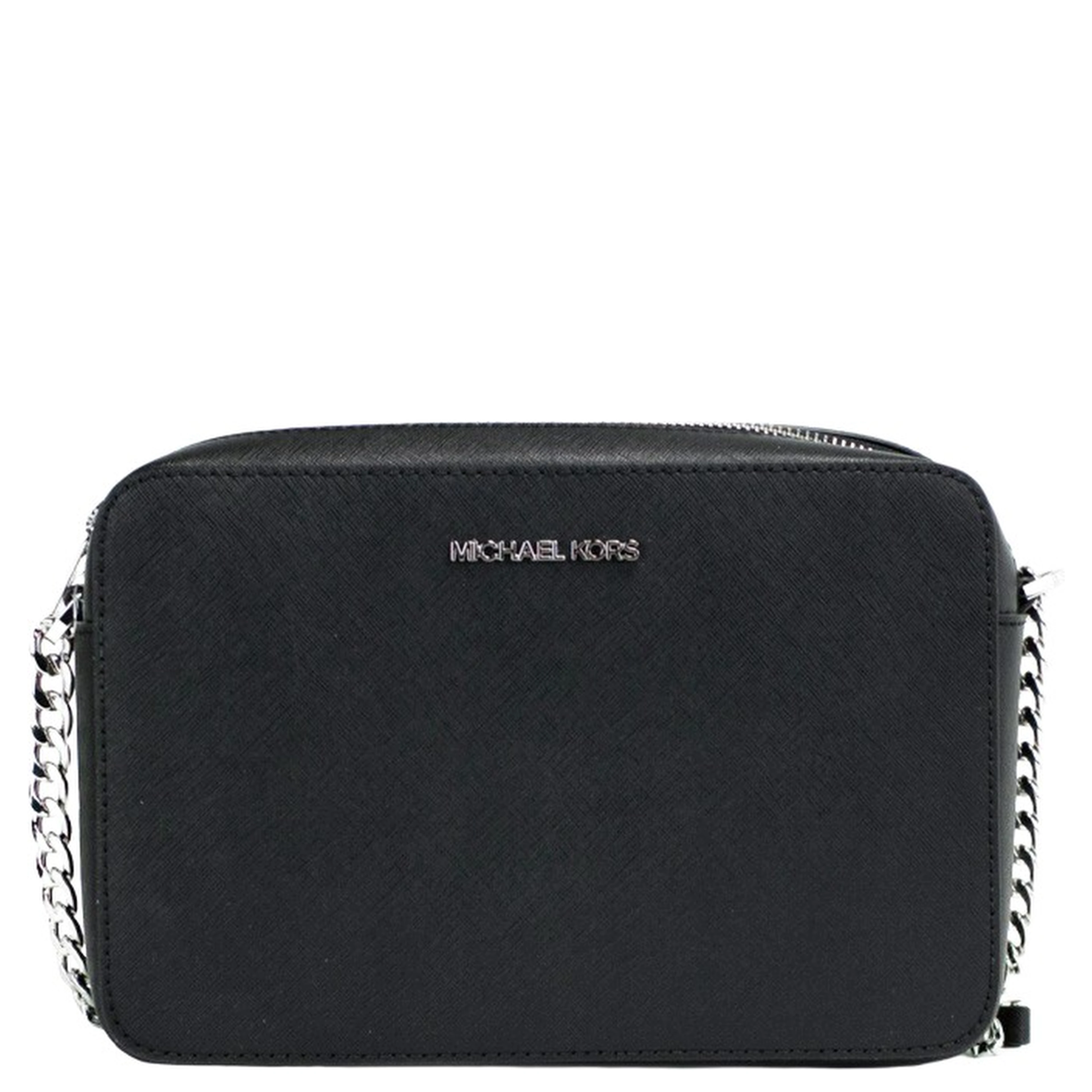 Michael Kors Jet Set Large East West Black Saffiano Leather Crossbody Handbag