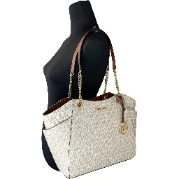 Michael Kors Jet Set Travel Large Logo Tote, Vanilla