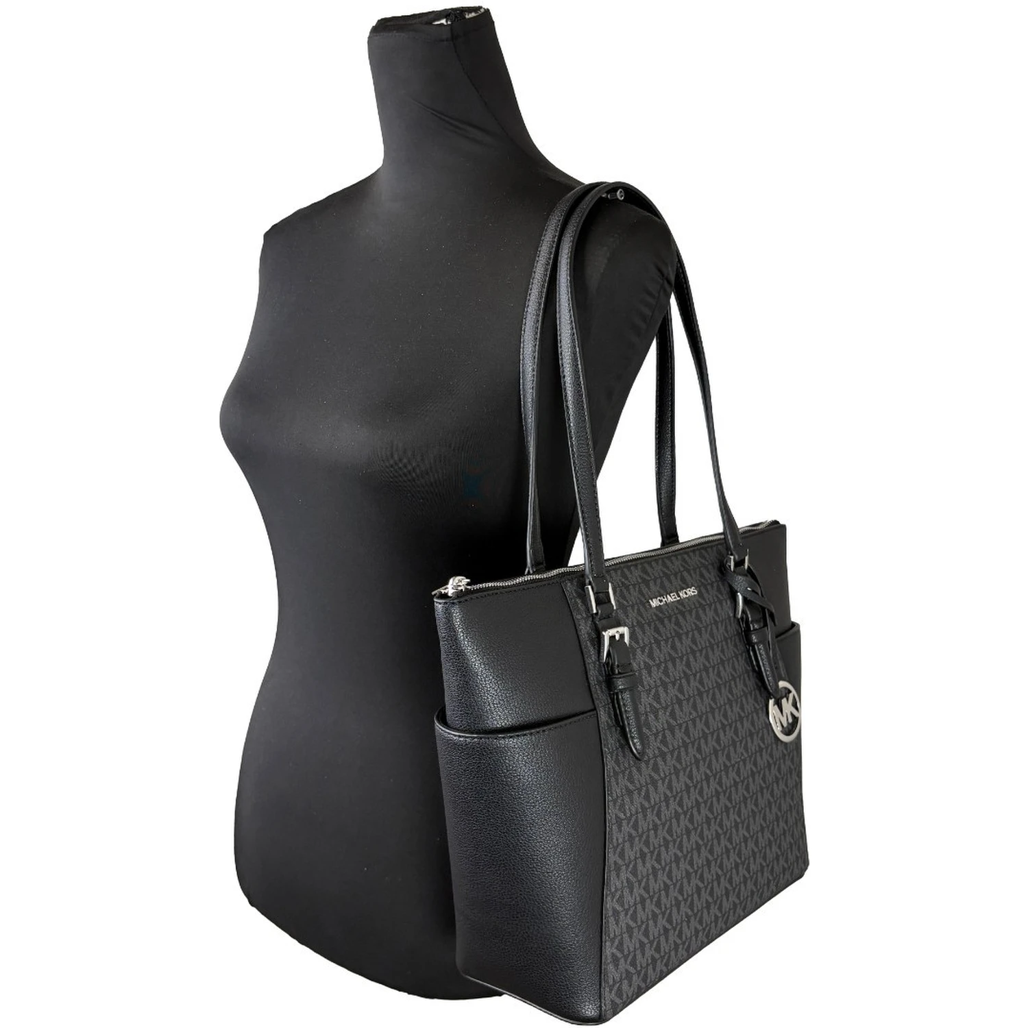 Michael Kors Charlotte Leather Top Zip Tote Bag