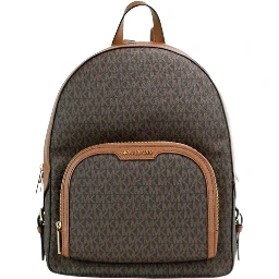 Michael Kors Jaycee Large Brown Signature PVC Shoulder Backpack Bookbag
