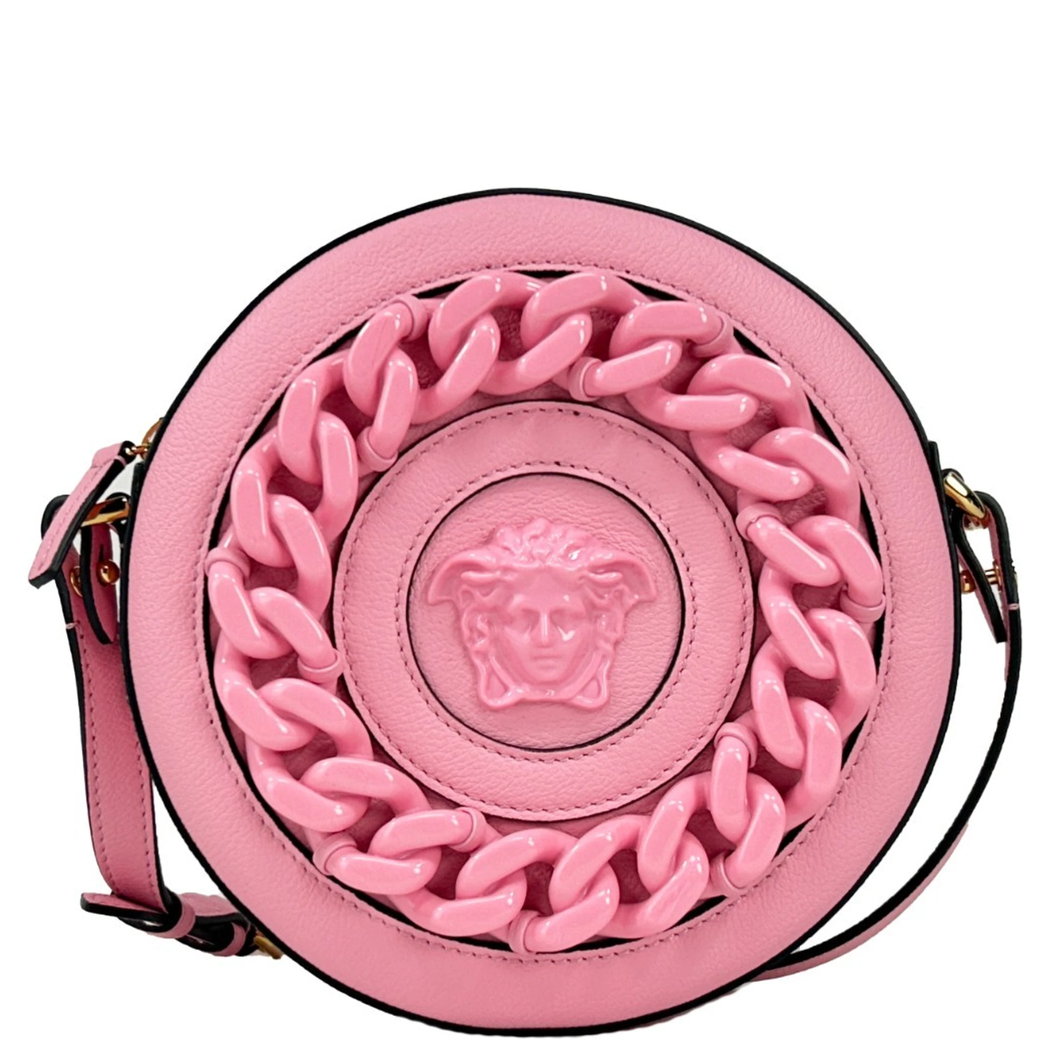 Versace Round Disco Leather Camera Case Crossbody Bag