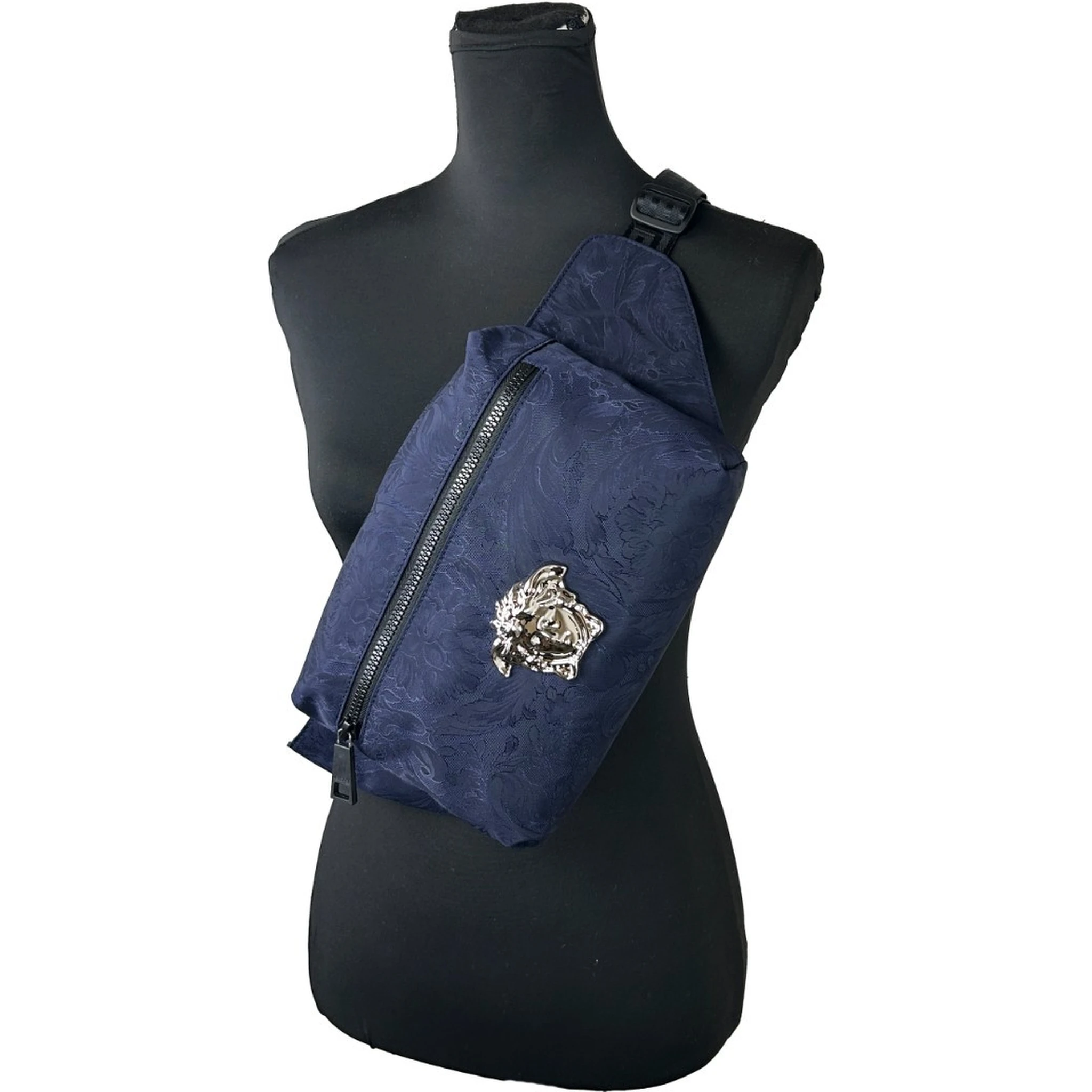 Versace Medusa Navy Nylon Belt Bag Waist Fanny Pack Purse