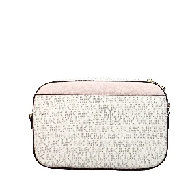 Michael Kors Adult Saffiano Leather Chain Zip Crossbody Handbag, Vanilla/Powder Blush