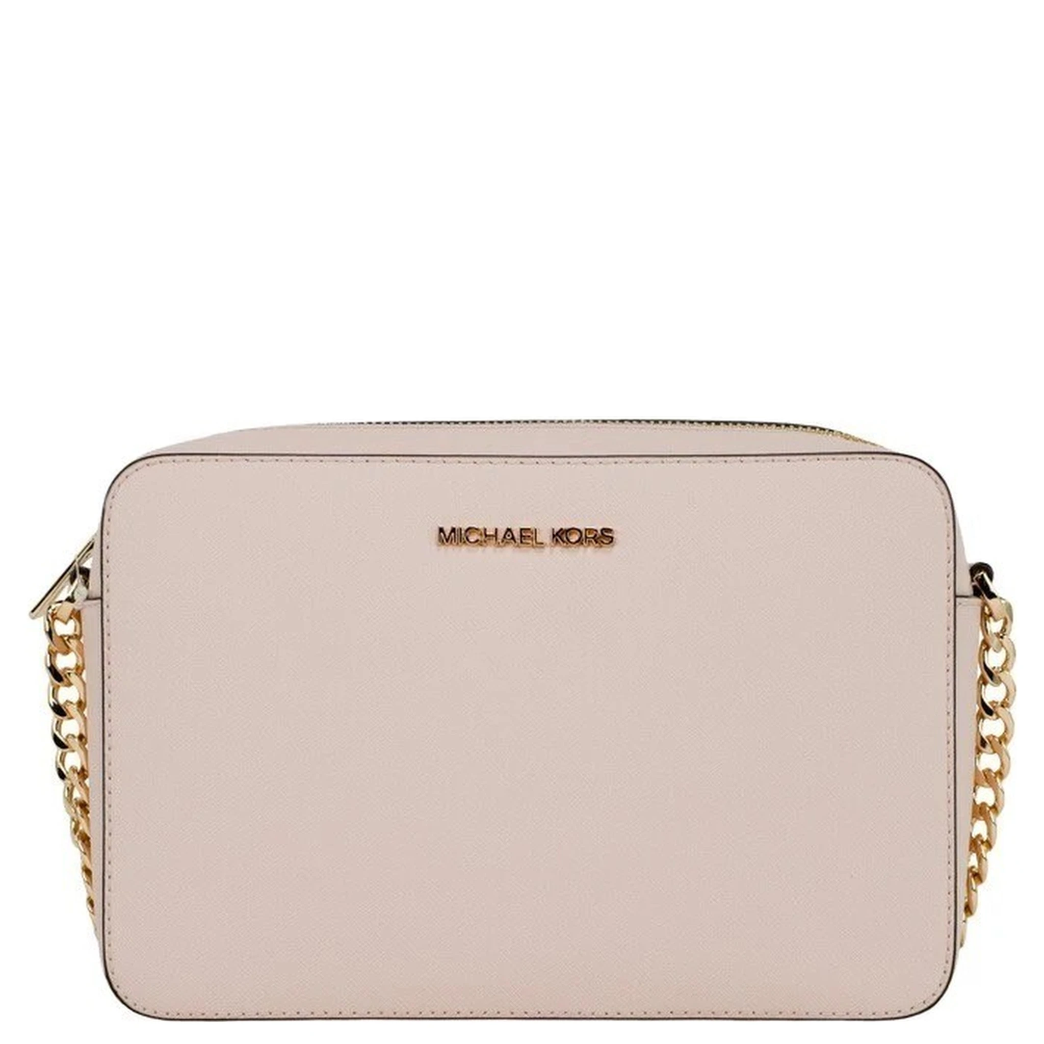 Michael Kors Adult Saffiano Leather East West Crossbody Handbag With 2 Slit Pockets, Blush