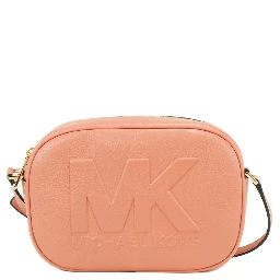 Michael Kors Jet Set Travel Medium Sherbert Leather Oval Camera Crossbody Bag