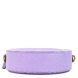 Versace Round Disco Lilac Pebbled Leather Camera Case Crossbody Bag Purse