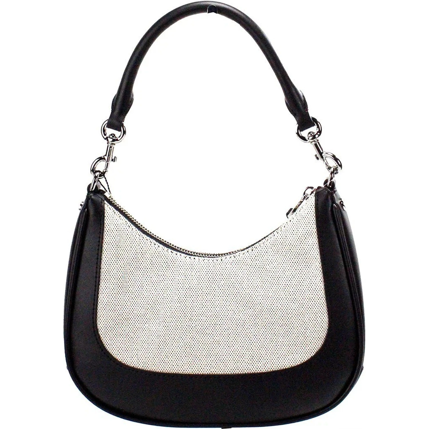 Marc Jacobs Natural Black Canvas Leather Hobo Shoulder Handbag Purse