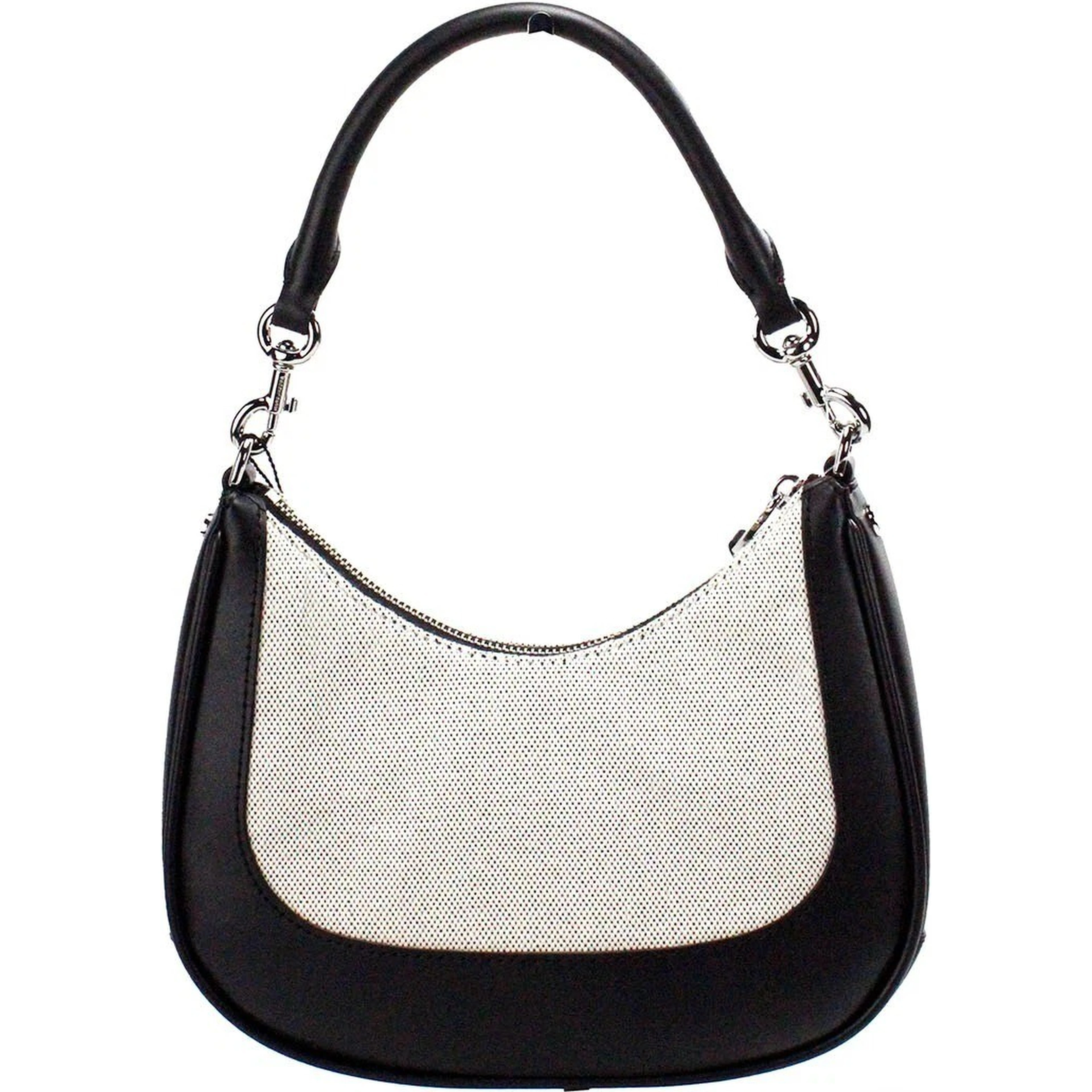 Marc Jacobs Natural Black Canvas Leather Hobo Shoulder Handbag Purse