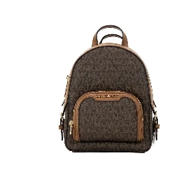 Michael Kors Jaycee Mini XS Brown Signature PVC Zip Pocket Shoulder Backpack Bag