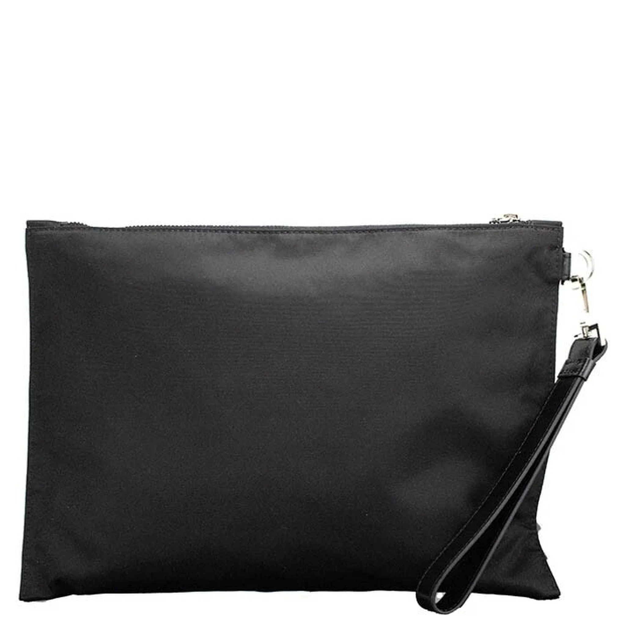 Versace Large Black Nylon Fabric Medusa Convertible Pouch Clutch Wristlet Bag